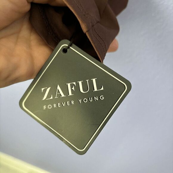 NWT ZAFUL Women's Open Back Solid Color Skinny Slim Unitard Romper Deep Coffee M - Picture 7 of 8